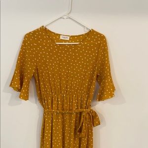 Yellow polka dot maxi dress